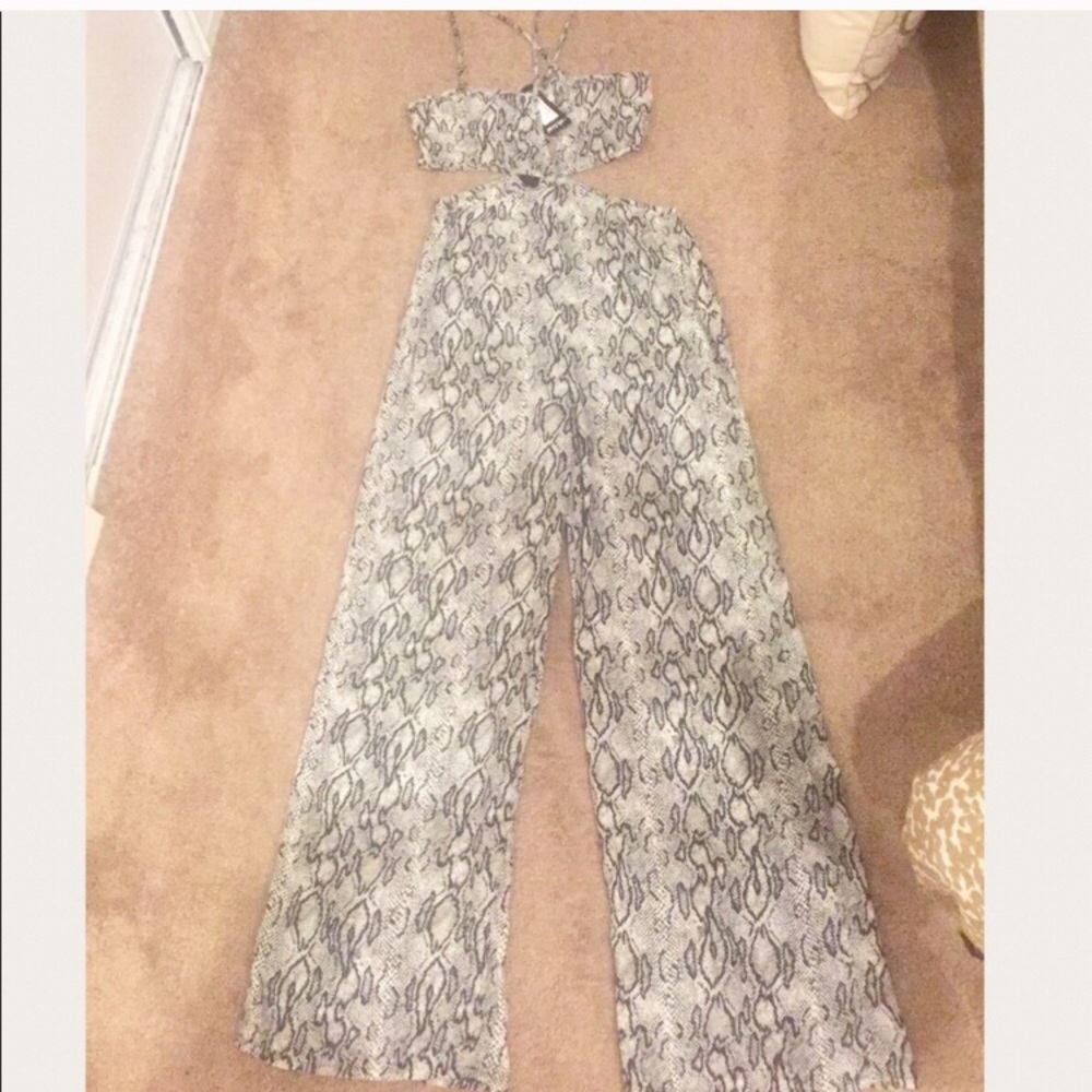 NastyGal Snake Print Jumpsuit NWT